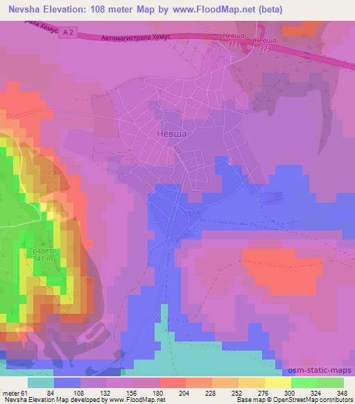 Nevsha,Bulgaria Elevation Map