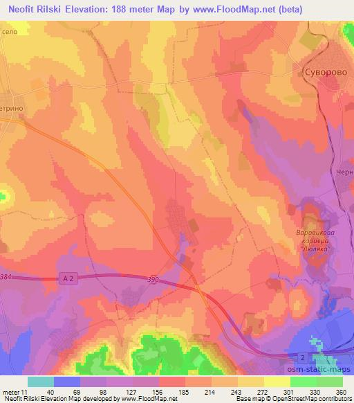 Neofit Rilski,Bulgaria Elevation Map