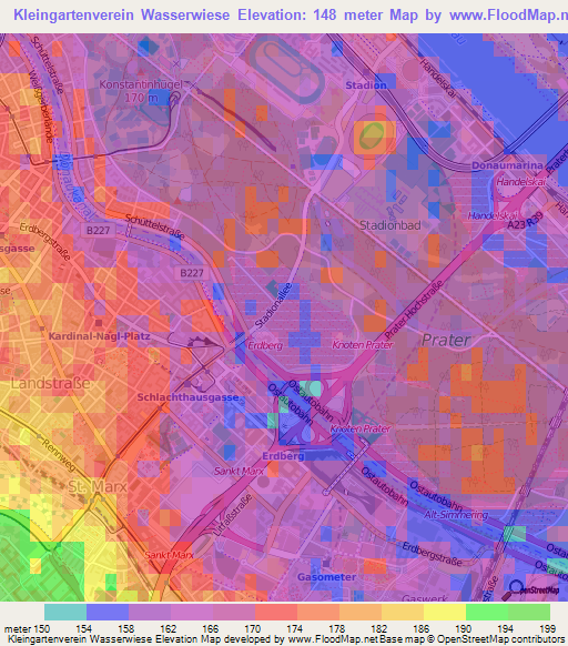 Kleingartenverein Wasserwiese,Austria Elevation Map