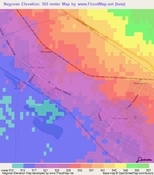 Negovan,Bulgaria Elevation Map
