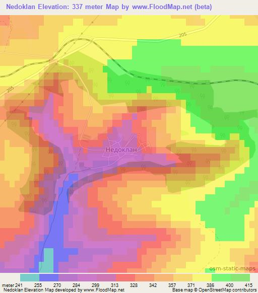Nedoklan,Bulgaria Elevation Map