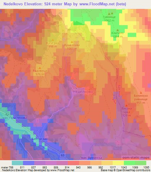 Nedelkovo,Bulgaria Elevation Map