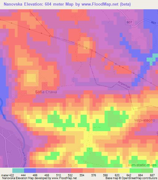 Nanovska,Bulgaria Elevation Map