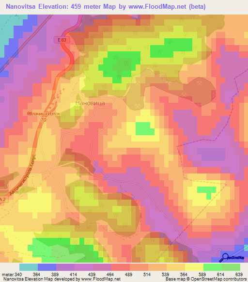 Nanovitsa,Bulgaria Elevation Map