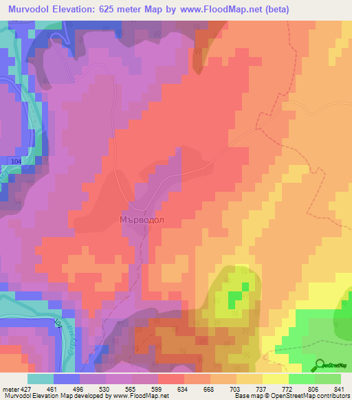Murvodol,Bulgaria Elevation Map