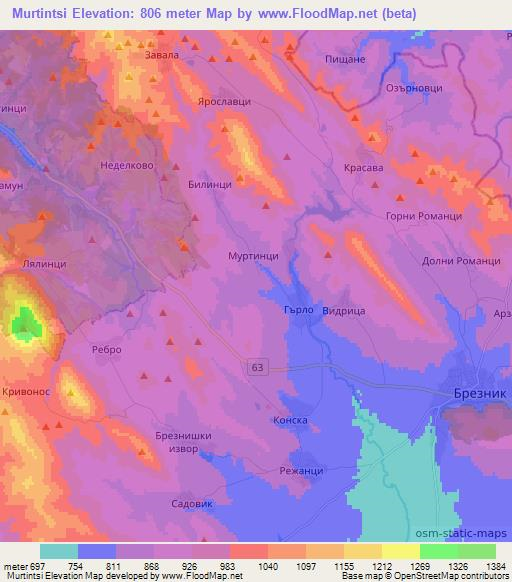 Murtintsi,Bulgaria Elevation Map