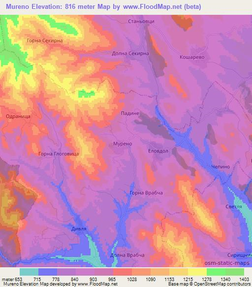 Mureno,Bulgaria Elevation Map