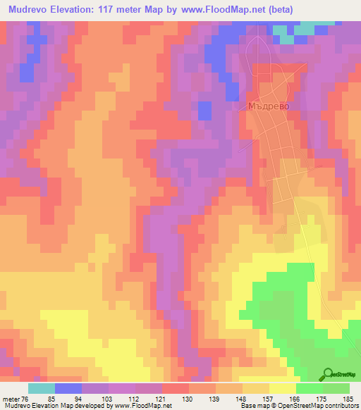 Mudrevo,Bulgaria Elevation Map