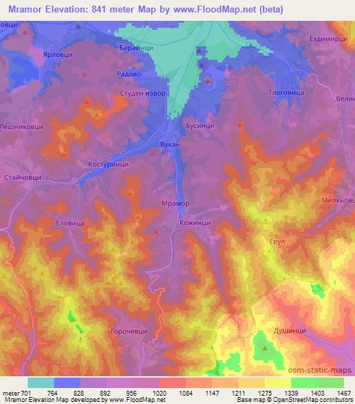 Mramor,Bulgaria Elevation Map