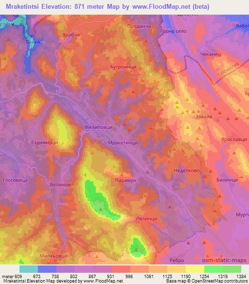 Mraketintsi,Bulgaria Elevation Map