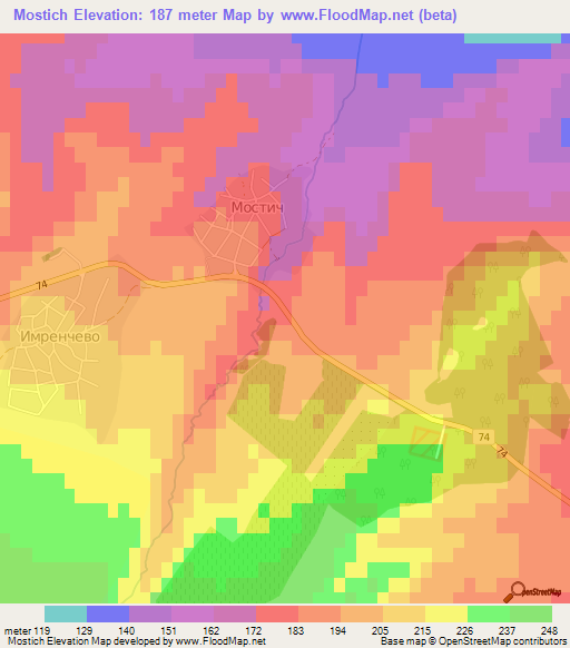 Mostich,Bulgaria Elevation Map