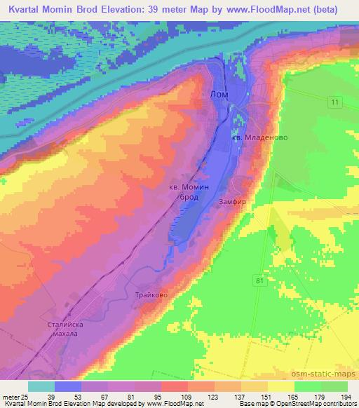 Kvartal Momin Brod,Bulgaria Elevation Map