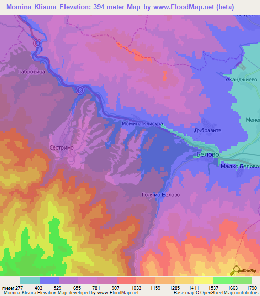 Momina Klisura,Bulgaria Elevation Map