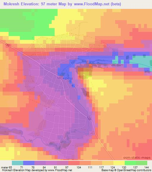 Mokresh,Bulgaria Elevation Map
