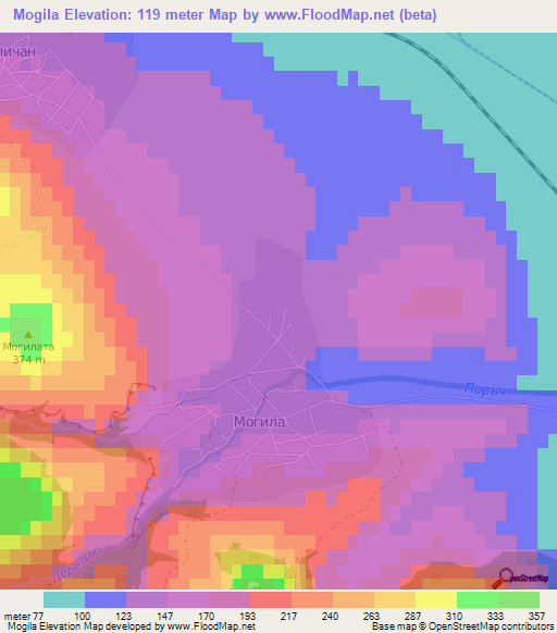 Mogila,Bulgaria Elevation Map