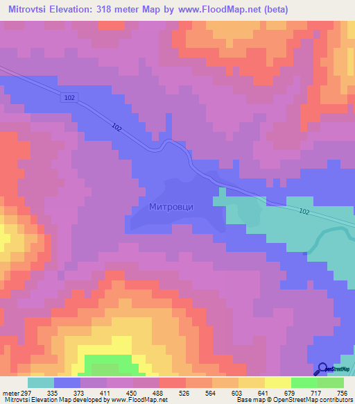 Mitrovtsi,Bulgaria Elevation Map