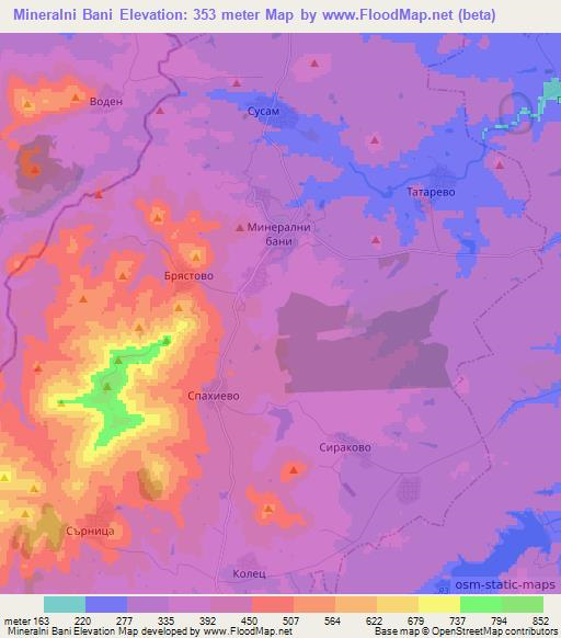 Mineralni Bani,Bulgaria Elevation Map
