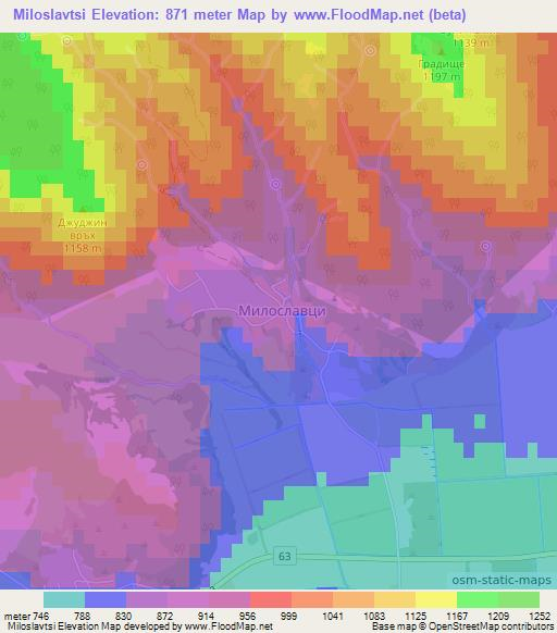 Miloslavtsi,Bulgaria Elevation Map