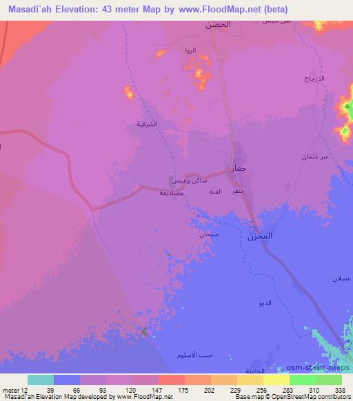 Masadi`ah,Yemen Elevation Map