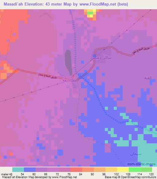 Masadi`ah,Yemen Elevation Map