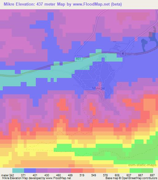Mikre,Bulgaria Elevation Map