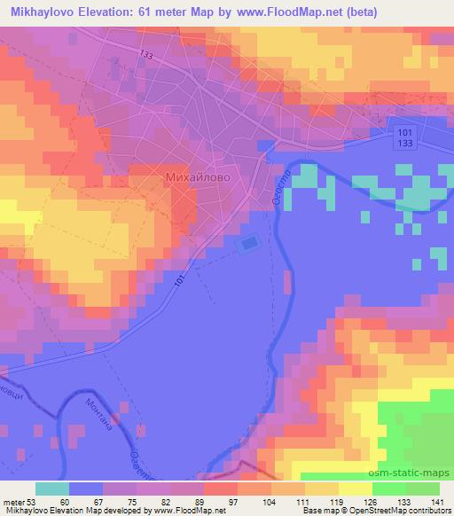 Mikhaylovo,Bulgaria Elevation Map