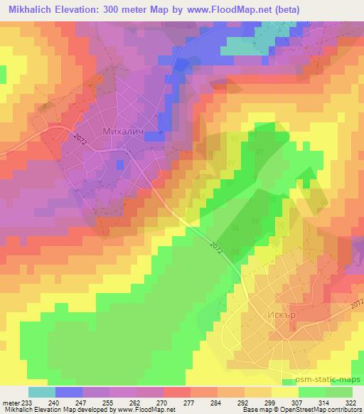 Mikhalich,Bulgaria Elevation Map