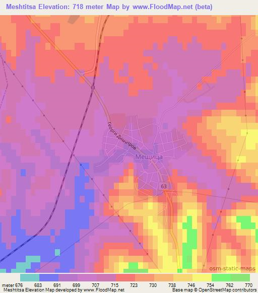 Meshtitsa,Bulgaria Elevation Map