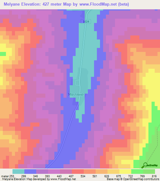 Melyane,Bulgaria Elevation Map