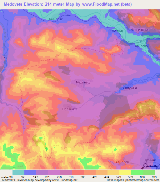Medovets,Bulgaria Elevation Map