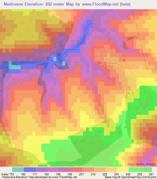 Medovene,Bulgaria Elevation Map