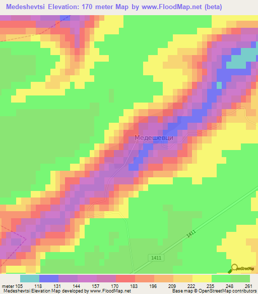 Medeshevtsi,Bulgaria Elevation Map