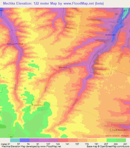 Mechka,Bulgaria Elevation Map