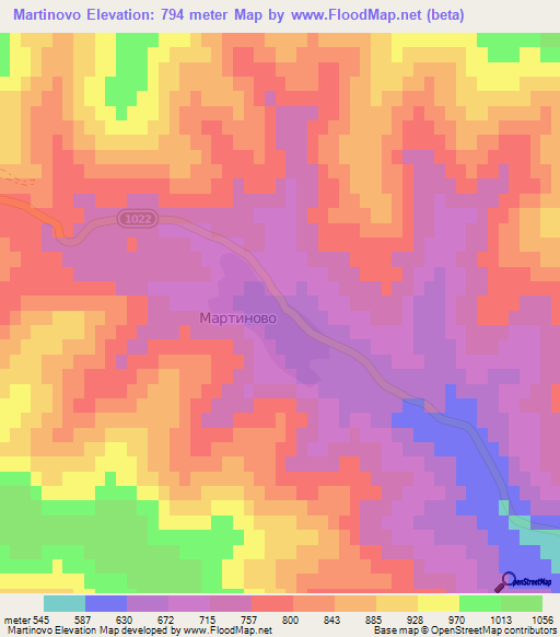 Martinovo,Bulgaria Elevation Map