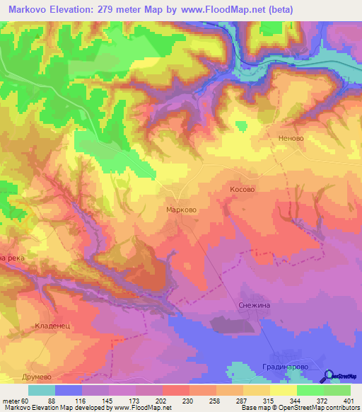 Markovo,Bulgaria Elevation Map