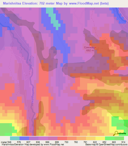 Marishnitsa,Bulgaria Elevation Map