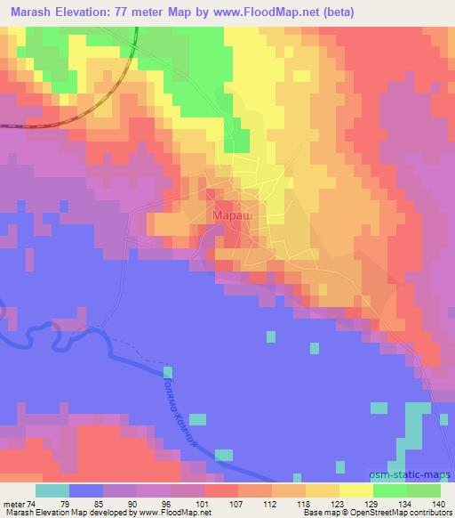 Marash,Bulgaria Elevation Map