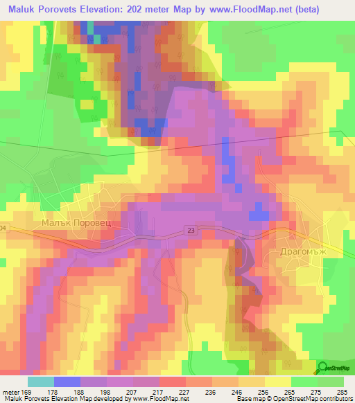 Maluk Porovets,Bulgaria Elevation Map