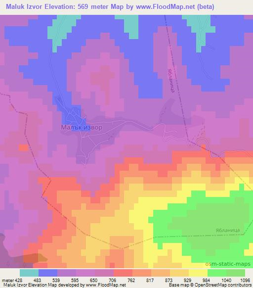 Maluk Izvor,Bulgaria Elevation Map