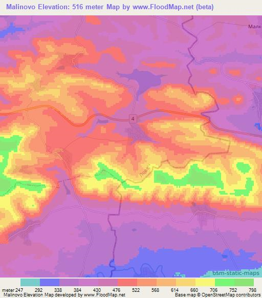 Malinovo,Bulgaria Elevation Map