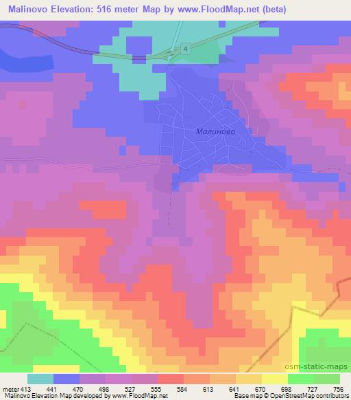 Malinovo,Bulgaria Elevation Map
