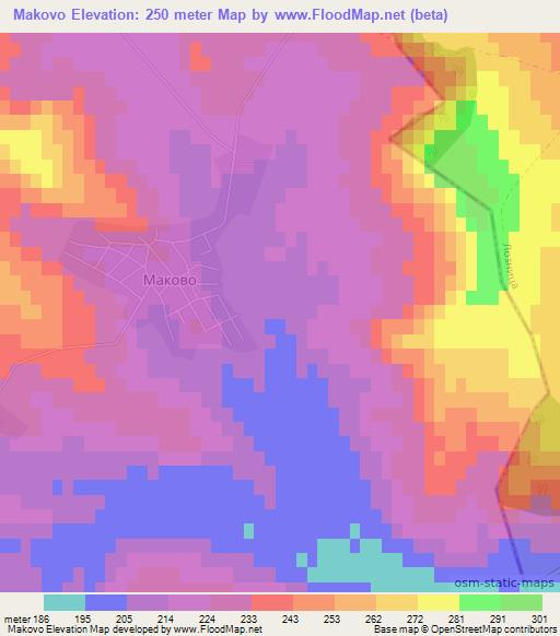 Makovo,Bulgaria Elevation Map