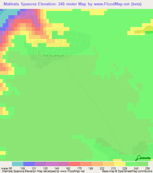 Makhala Spasova,Bulgaria Elevation Map