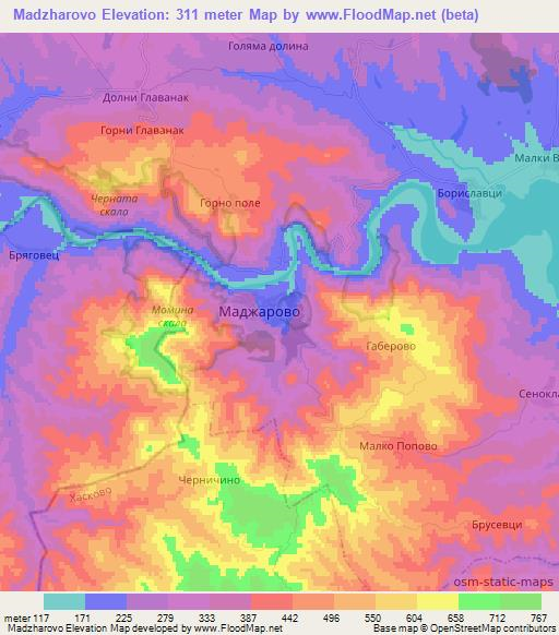 Madzharovo,Bulgaria Elevation Map