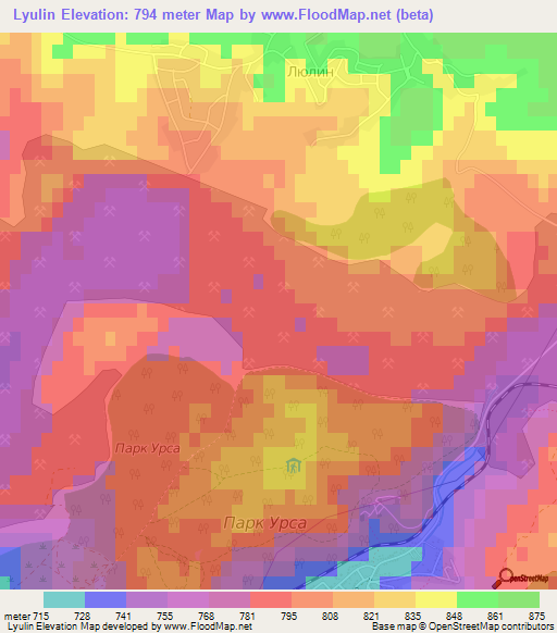 Lyulin,Bulgaria Elevation Map