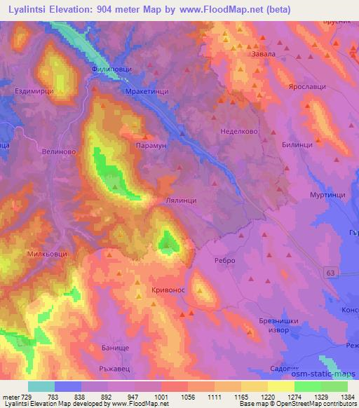 Lyalintsi,Bulgaria Elevation Map