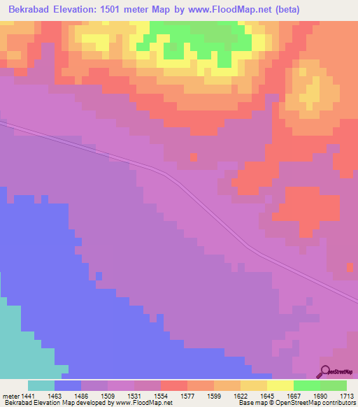 Bekrabad,Iran Elevation Map