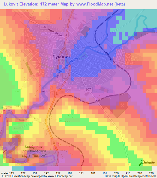 Lukovit,Bulgaria Elevation Map