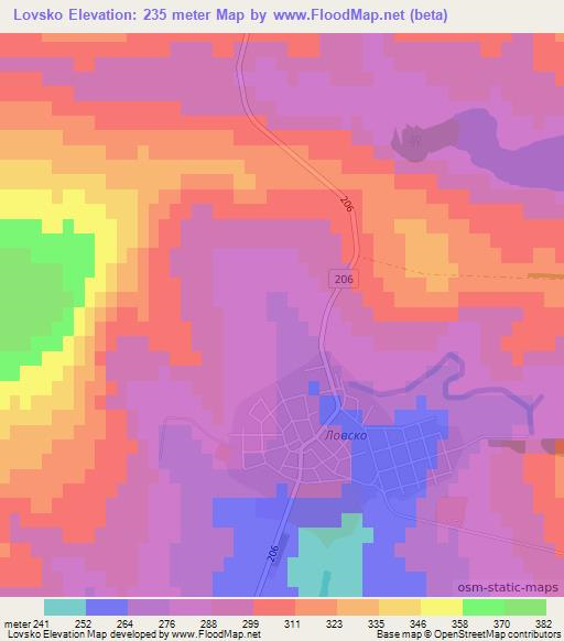 Lovsko,Bulgaria Elevation Map