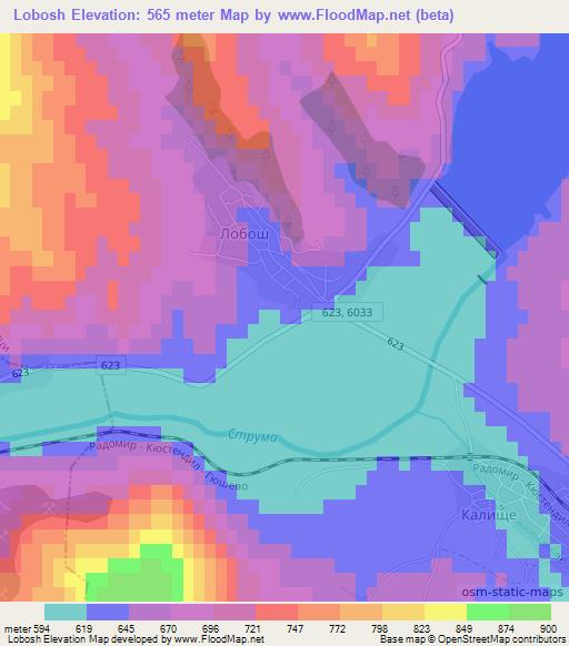 Lobosh,Bulgaria Elevation Map